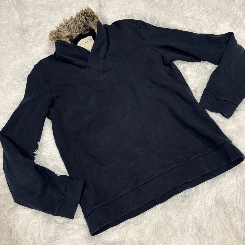 Stephen Schneider Fur Lined VNeck long sleeve pull over cotton sweater size 4